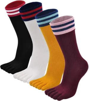 Hellomamma Women's Toe Sock Cute Cat Dog Ankle Sock Cotton Athletic Running Five Finger Socks for Girls