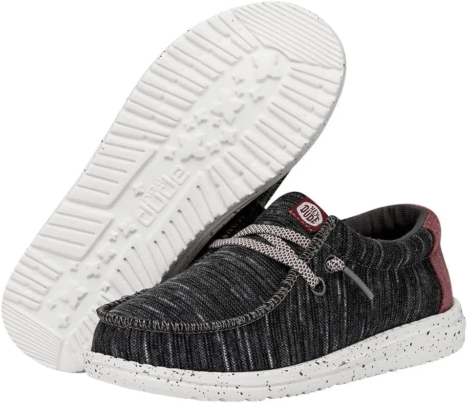 Hey Dude Wally Youth Jersey | Youth Shoes | Youth Lace Up Loafers | Comfortable & Light-Weight