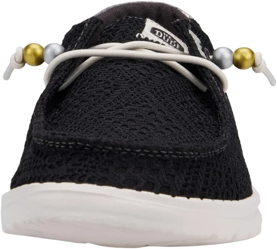 Hey Dude Wendy Boho Crochet Loafers for Women – Textile Upper & Lining – Lace-up Closure – Textile Outsole