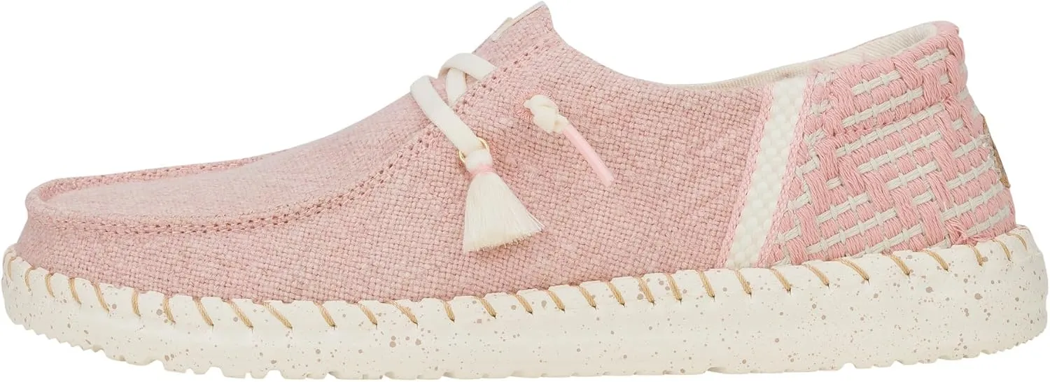 HEYDUDE Wendy Funk Coastal Jute Pink Size 5, Women’s Shoes, Women’s Slip-on Loafers, Comfortable & Light-Weight