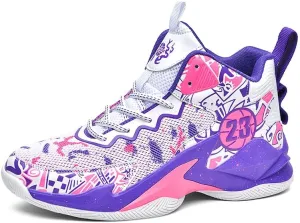 High-Top Boys Basketball Shoes Cushioned Sneakers with Breathable Support for Youth Sports Training