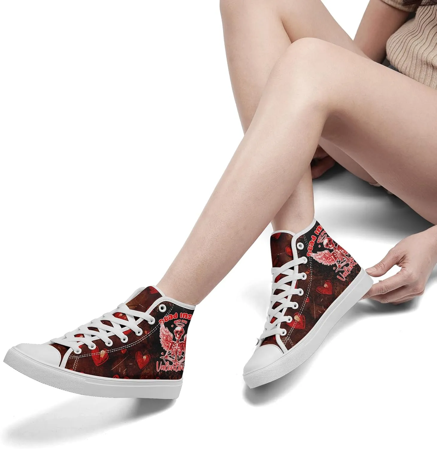 High-Top Sneakers for Men & Women – Romantic Design Canvas Shoes Stylish Casual Streetwear Walking Shoes, Trendy Lover Gift