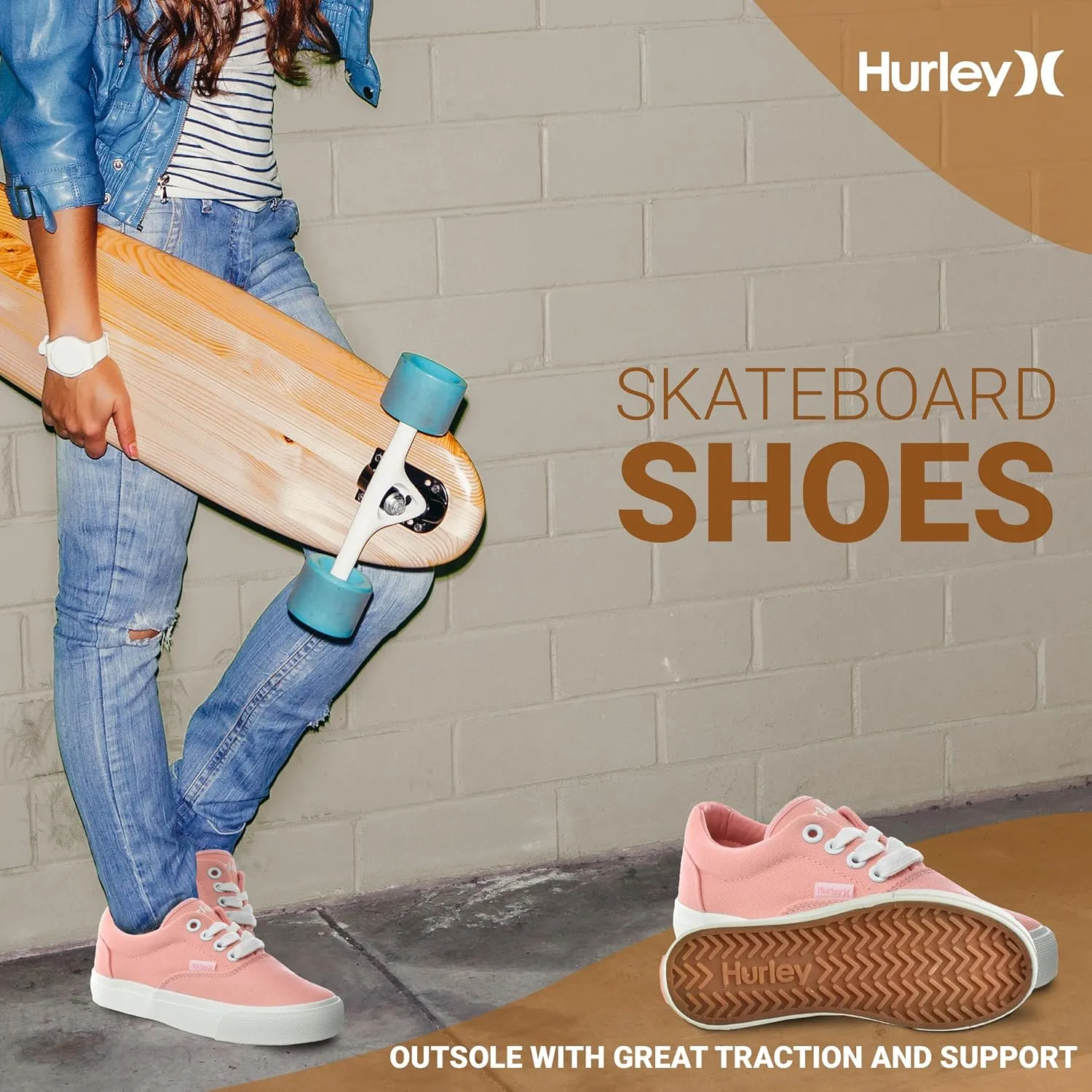 Hurley Marley Kids Lace Up Canvas Sneakers – Low Cut Skateboarding Shoes for Kids, Sports Shoes for Boys and Girls