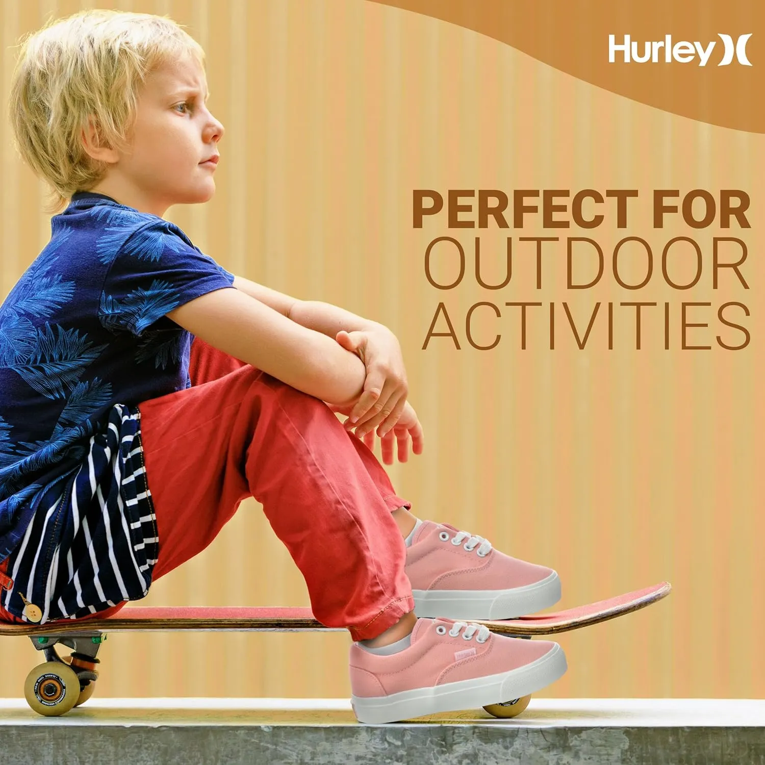 Hurley Marley Kids Lace Up Canvas Sneakers – Low Cut Skateboarding Shoes for Kids, Sports Shoes for Boys and Girls
