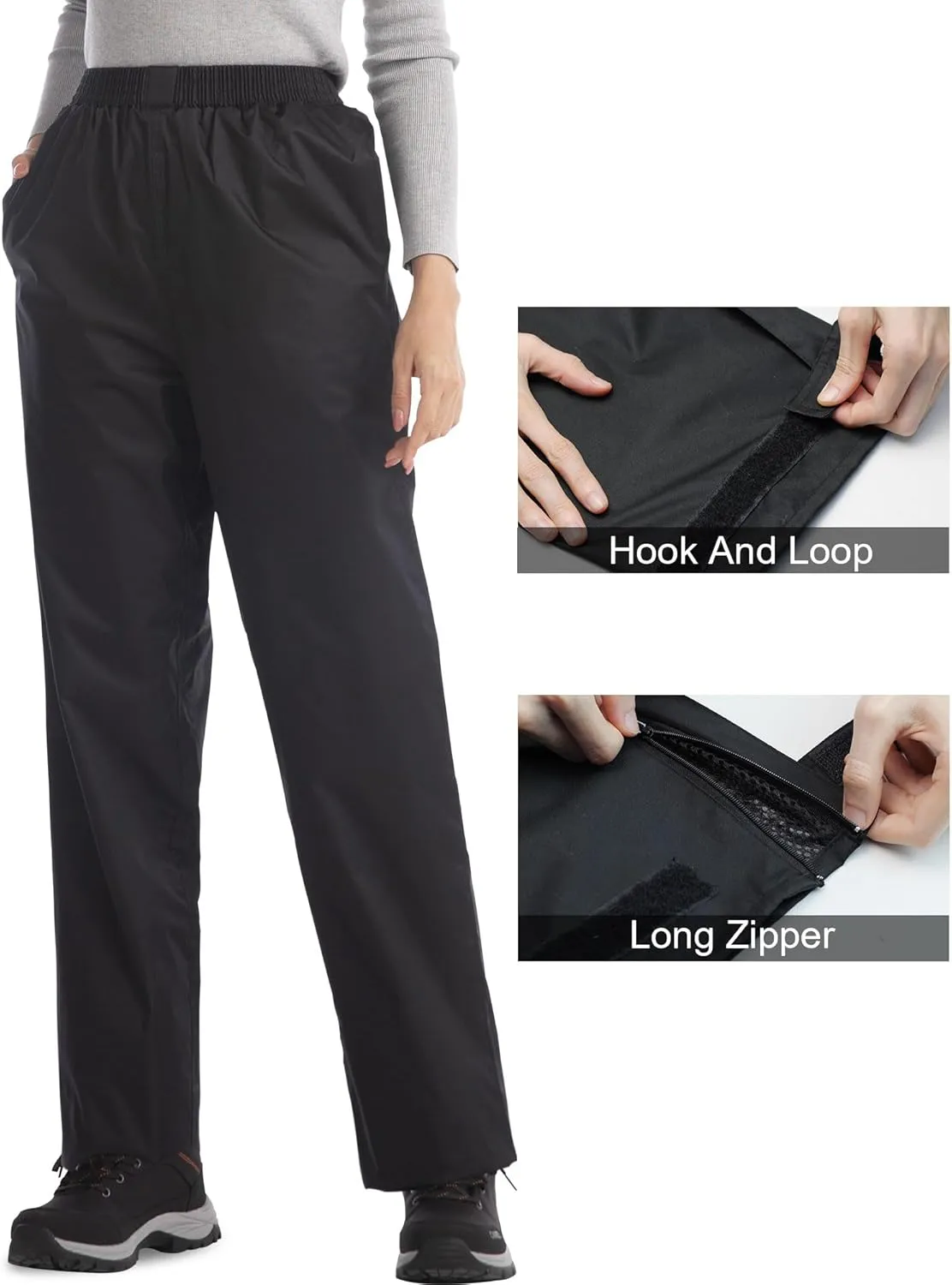iCreek Women's Rain Pants Waterproof Hiking Pants Windproof Lightweight Over Pants Work Rain Outdoor for Golf, Fishing