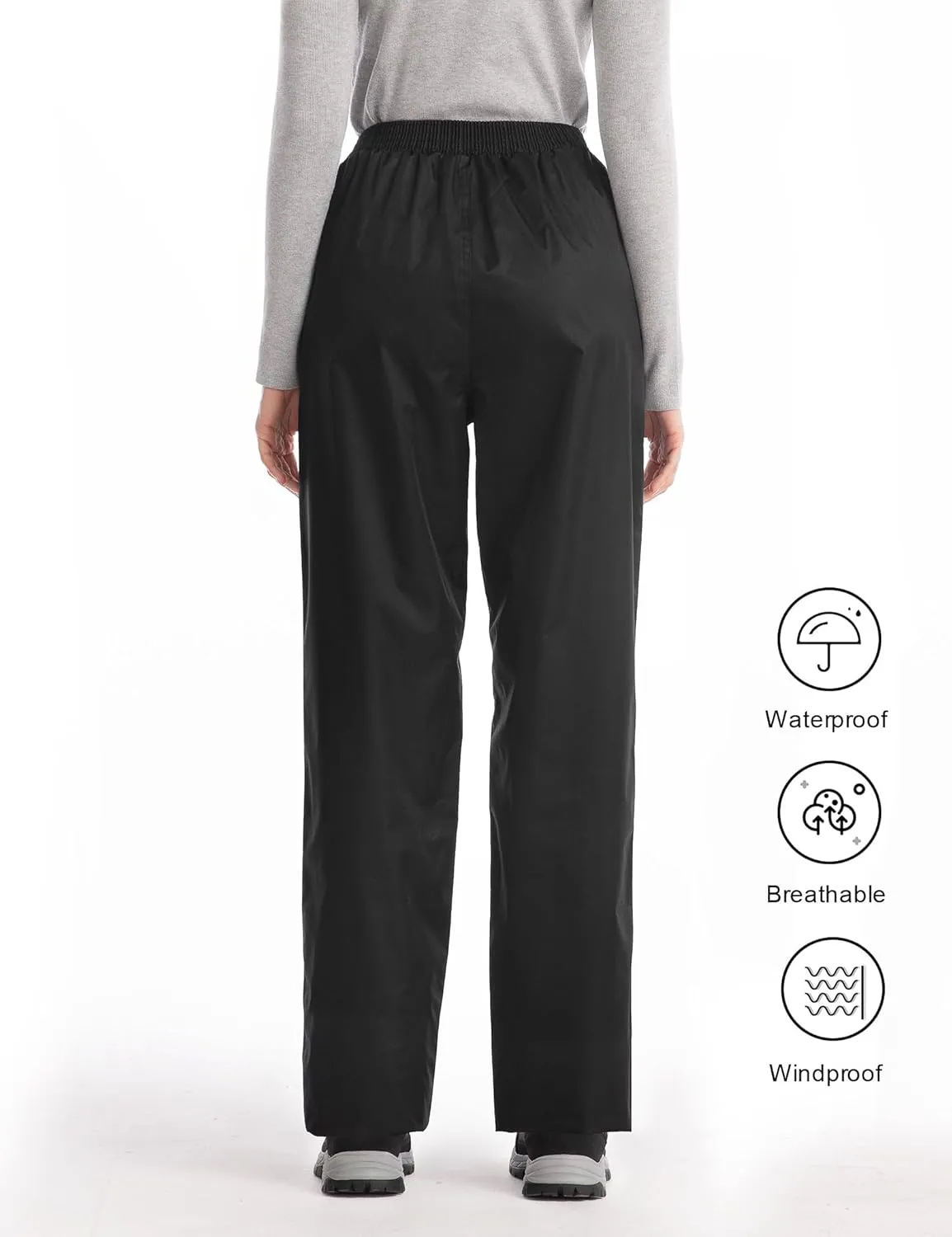 iCreek Women's Rain Pants Waterproof Hiking Pants Windproof Lightweight Over Pants Work Rain Outdoor for Golf, Fishing