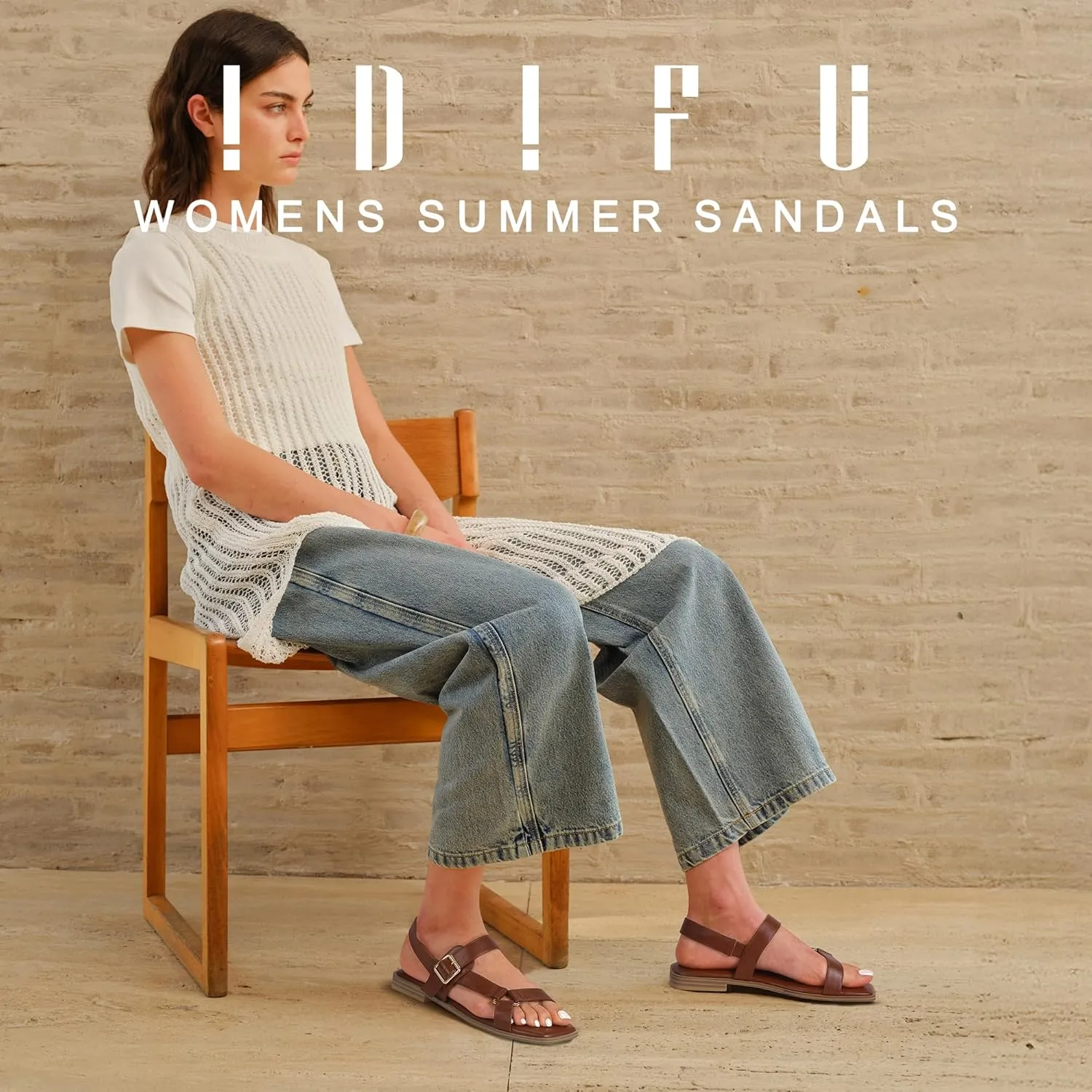 IDIFU Flat Sandals for Women Strappy Slingback Ladies Dress Sandal Summer Beach Cute Dressy Comfortable Flats Ankle Strap Buckle Square Open Toe Trendy Casual Vacation Formal Sandals