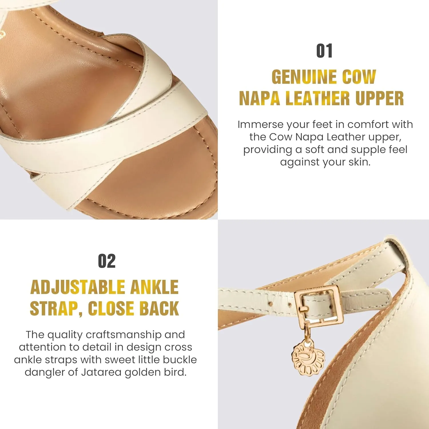 JATAREA Leather Wedge Sandals for Women | Women's Sandals Perfect for Summer