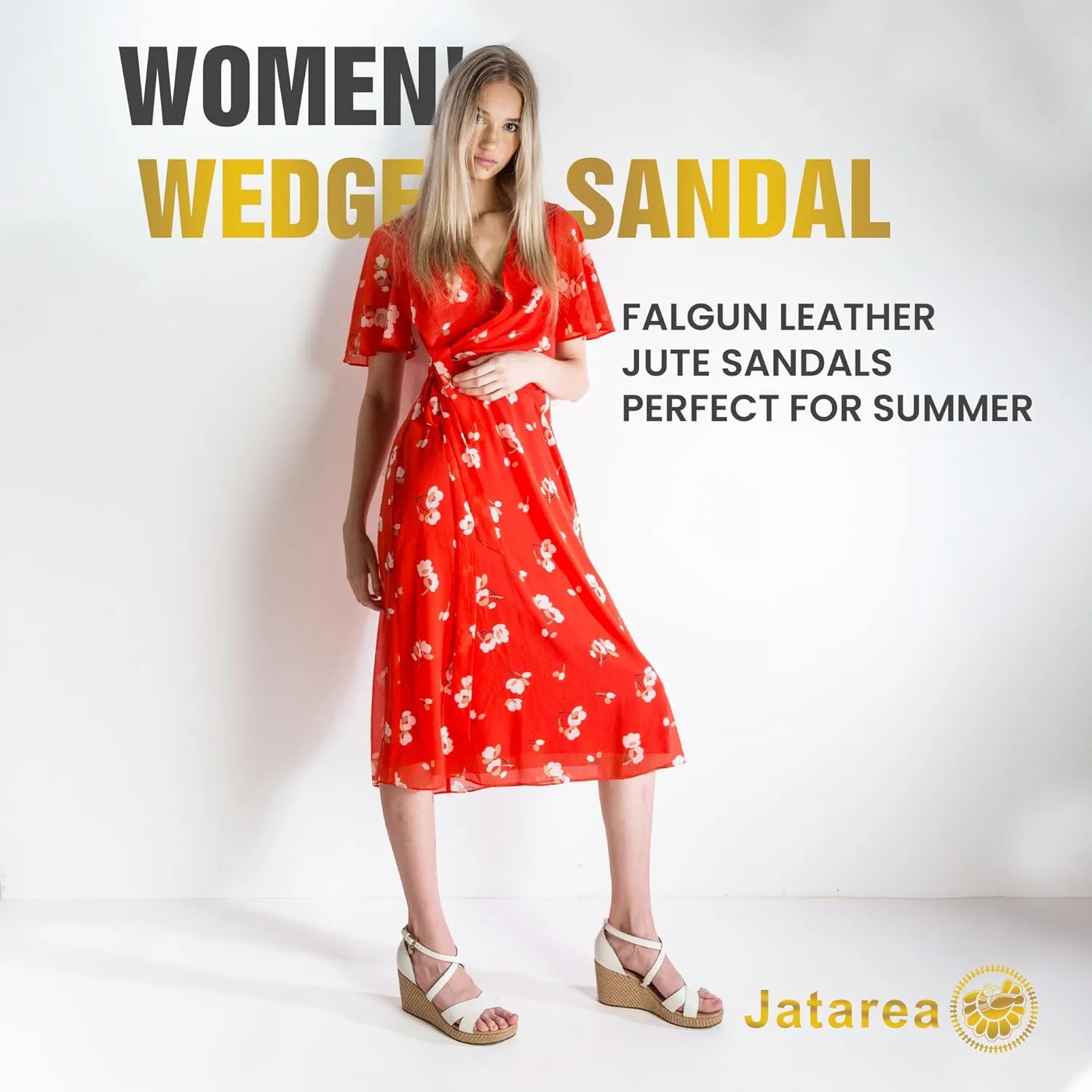 JATAREA Leather Wedge Sandals for Women | Women's Sandals Perfect for Summer