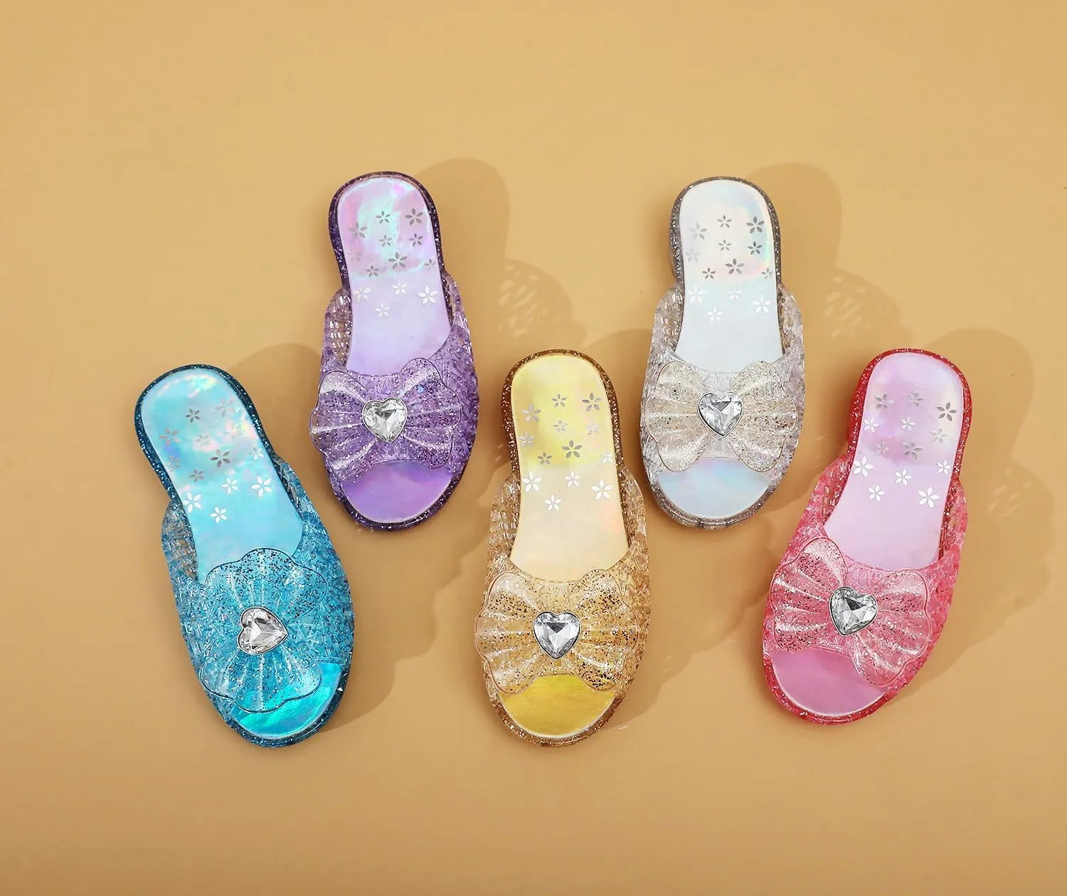 Jelly Sandals for Girls Dress Slide Princess Frozen Inspired Elsa Flats Dance Party Cosplay Snow Queen Birthday Clear Slippers Summer Little Girls, Toddler Slip On