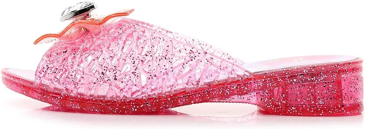 Jelly Sandals for Girls Dress Slide Princess Frozen Inspired Elsa Flats Dance Party Cosplay Snow Queen Birthday Clear Slippers Summer Little Girls, Toddler Slip On