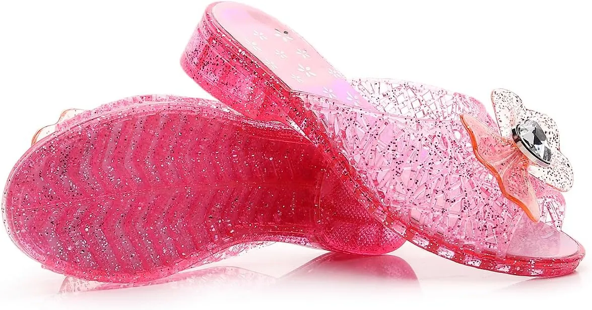 Jelly Sandals for Girls Dress Slide Princess Frozen Inspired Elsa Flats Dance Party Cosplay Snow Queen Birthday Clear Slippers Summer Little Girls, Toddler Slip On
