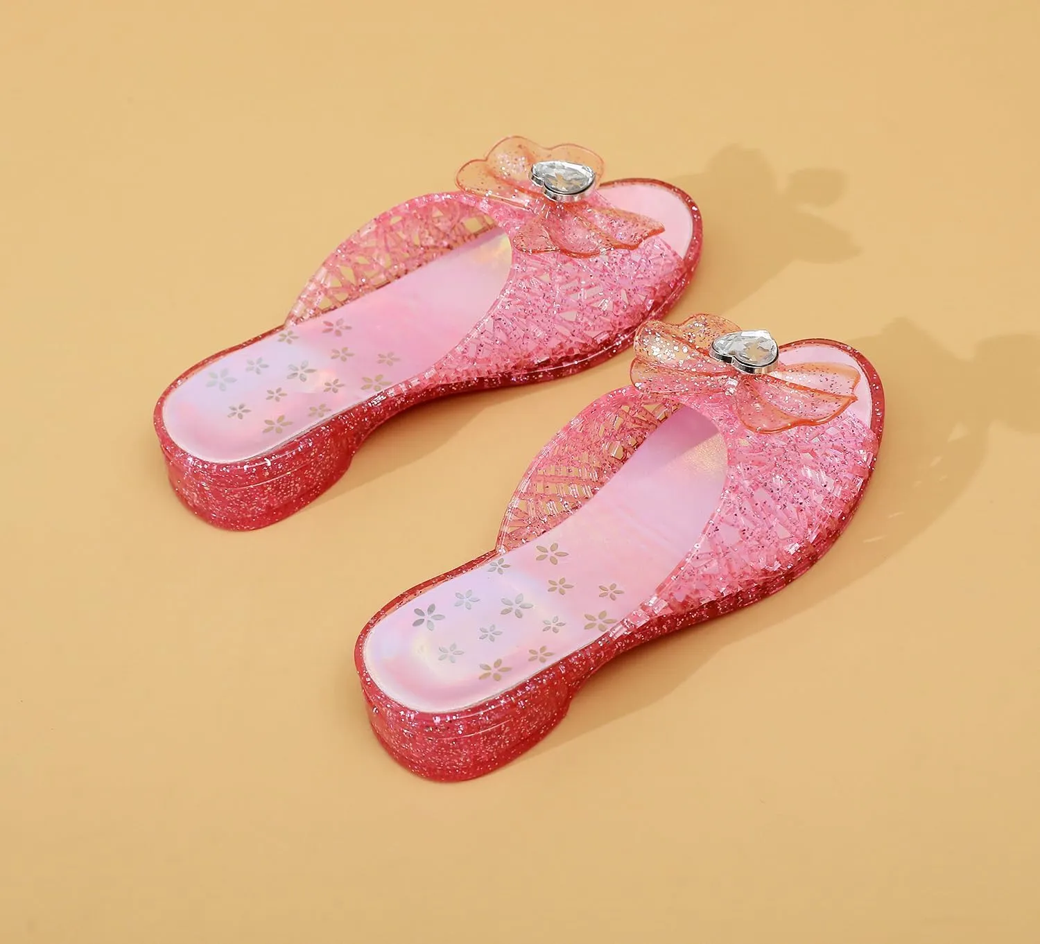 Jelly Sandals for Girls Dress Slide Princess Frozen Inspired Elsa Flats Dance Party Cosplay Snow Queen Birthday Clear Slippers Summer Little Girls, Toddler Slip On
