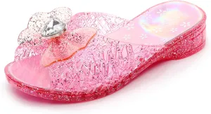 Jelly Sandals for Girls Dress Slide Princess Frozen Inspired Elsa Flats Dance Party Cosplay Snow Queen Birthday Clear Slippers Summer Little Girls, Toddler Slip On