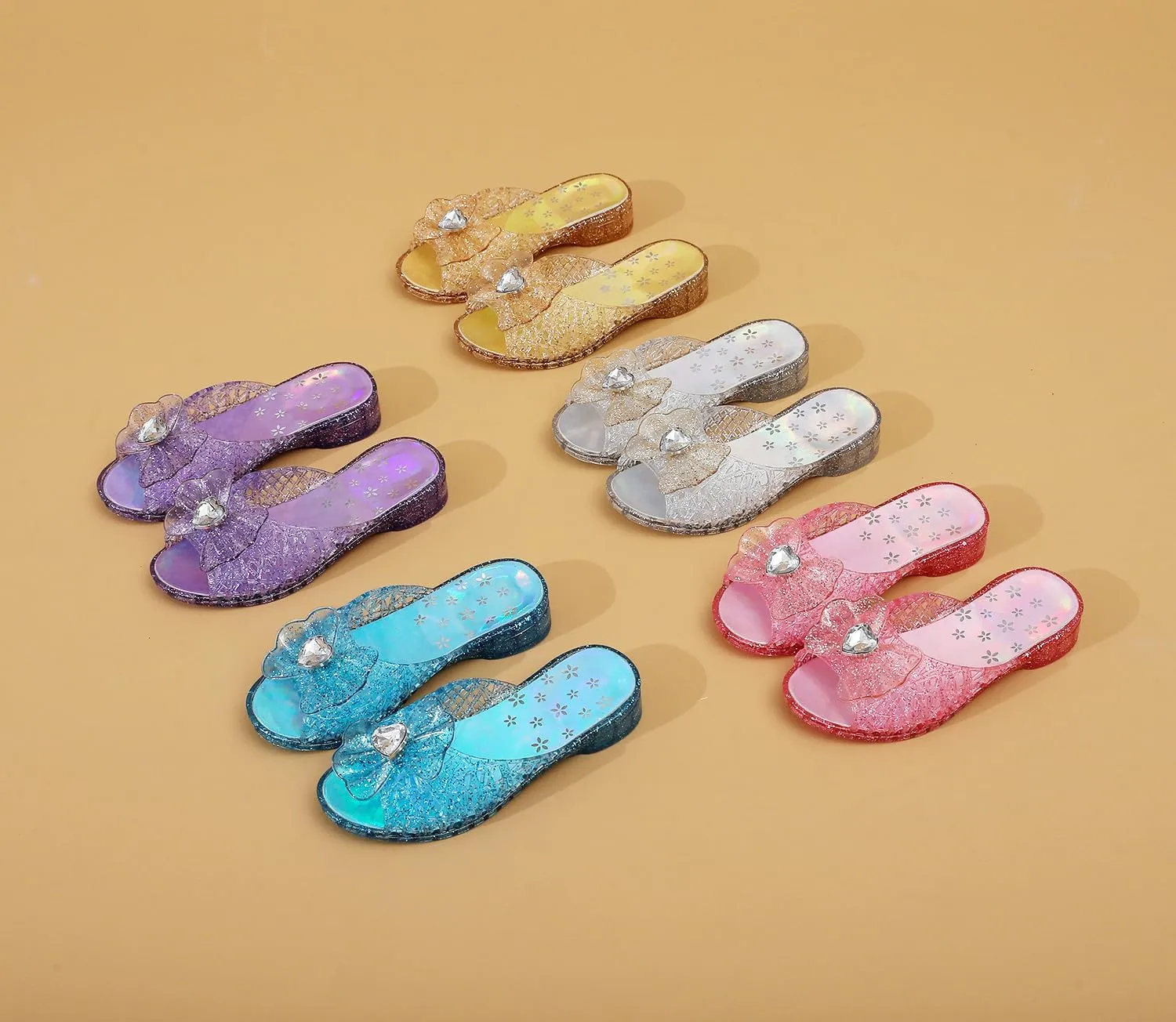 Jelly Sandals for Girls Dress Slide Princess Frozen Inspired Elsa Flats Dance Party Cosplay Snow Queen Birthday Clear Slippers Summer Little Girls, Toddler Slip On