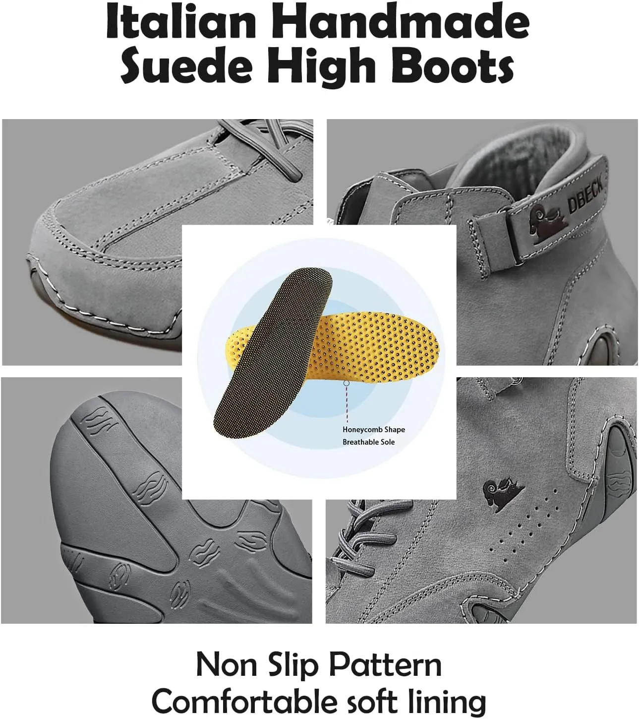 JishinGal Men's Casual Suede Lace Up Flats Chukka Ankle Boots,Handmade High Top high boots Outdoor Walking Sneakers Slip-on Lightweight Non-Slip Driving Chukka Boots