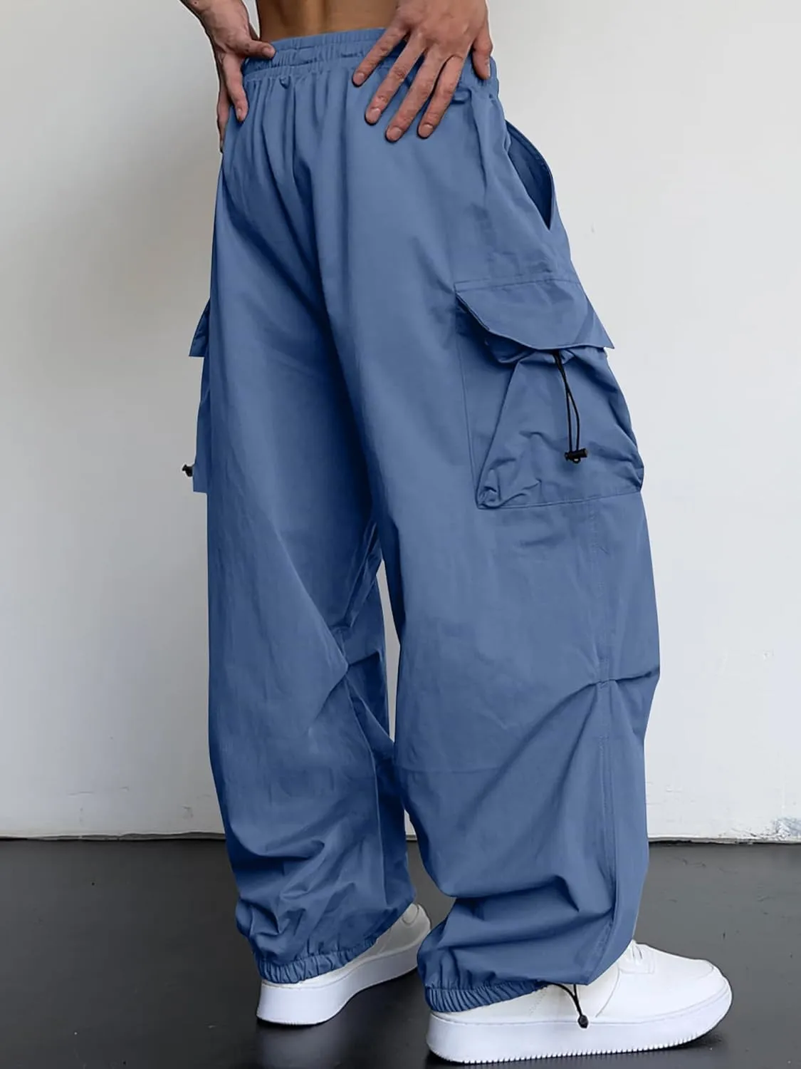 JMIERR Men's Baggy Cargo Pants Trendy Casual Parachute Pant Loose Fit Harem Joggers with Pockets for Streetwear