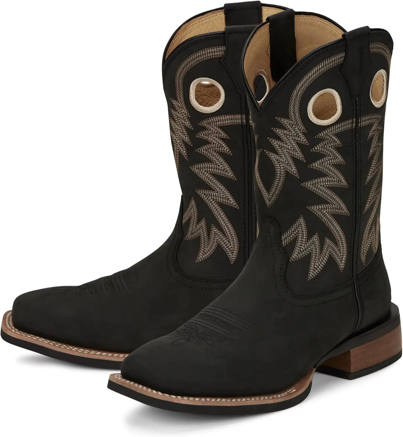 Justin Show Stopper 11” Western Boots for Men - Frontier Collection - Square Toe Leather Men’s Cowboy Boots with Comfort Footbed, Non Slip Outsole