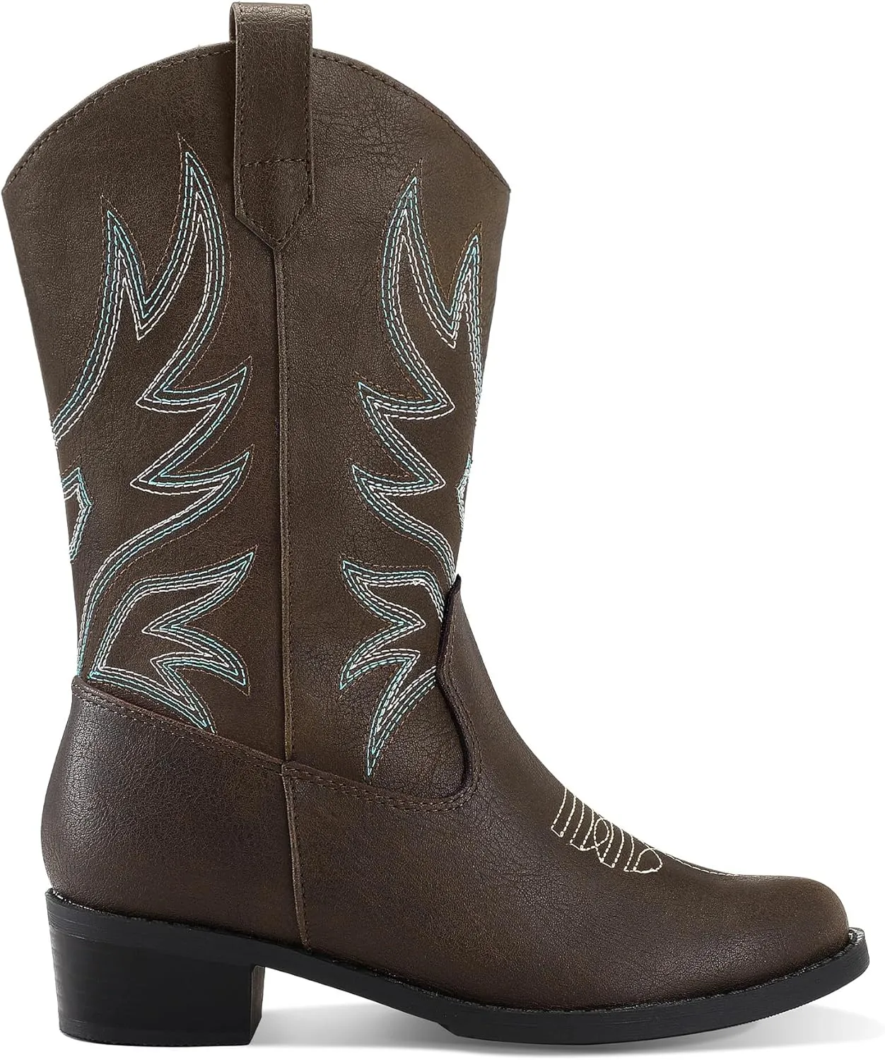 K KomForme Cowboy Boots for Girls and Boys Western Mid-Calf Pointed-Toe Cowgirl Boots (Toddler/Little Kid/Big Kid)