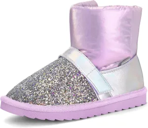 K KomForme Kids Snow Boots Little/Big Girls Glitter Winter Shoes Warm Fur Lined Outdoor