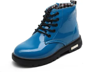 Kids Ankle Boots Toddler Boy little Girls Combat Boots Outdoor Waterproof Riding Boots Blue 4 M US Big Kid