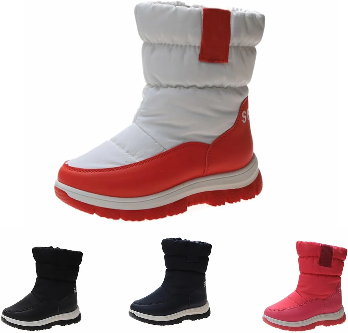 Kids 𝐖aterproof Snow Boots Girls Boys Insulated Warm Fleece Lined Winter Mid Calf Thickened Shoes for Outdoor