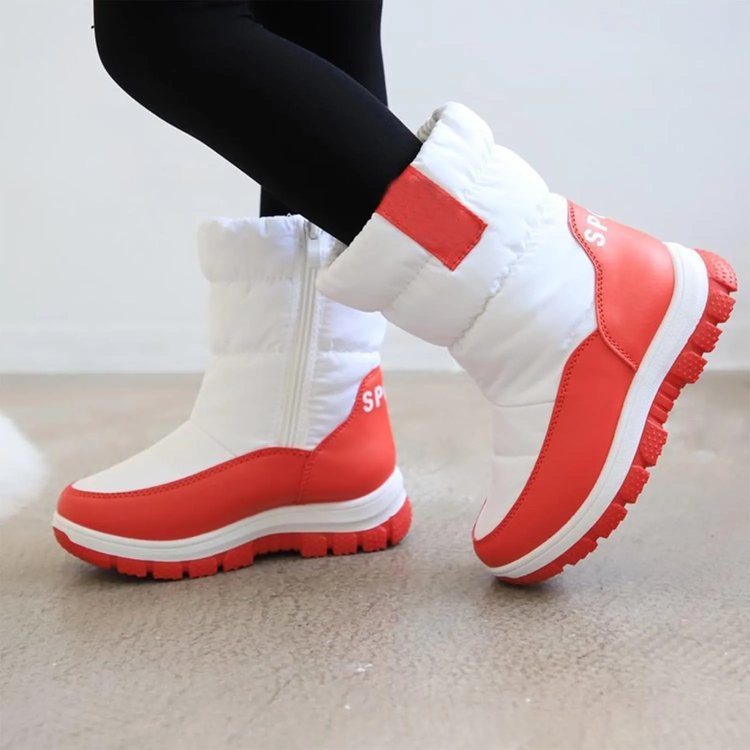 Kids 𝐖aterproof Snow Boots Girls Boys Insulated Warm Fleece Lined Winter Mid Calf Thickened Shoes for Outdoor