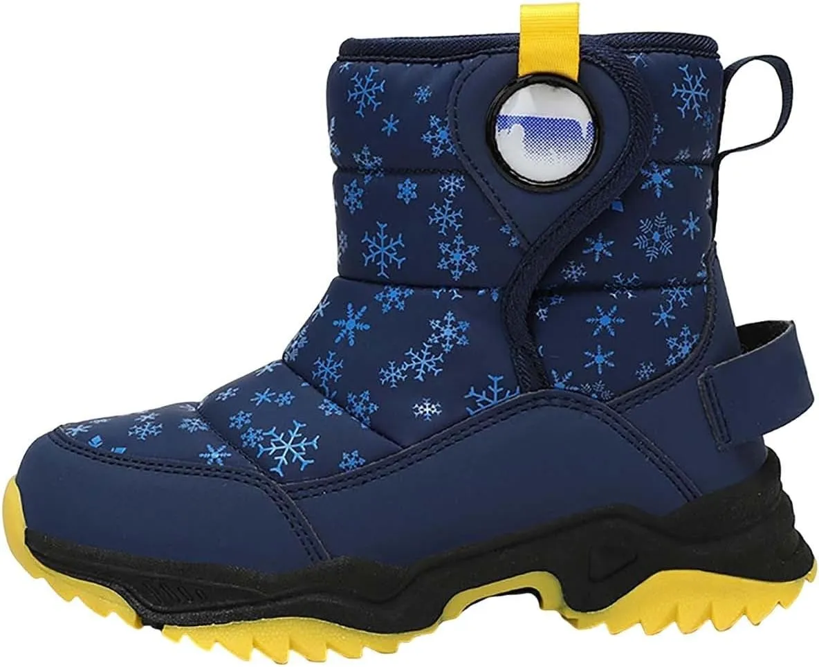 Kids Boy Girl Snow Boots Winter Outdoor Water Proof with F𝐮r Lined Cold-Weather Mid Calf Snow Slip 𝗥esistant Boots