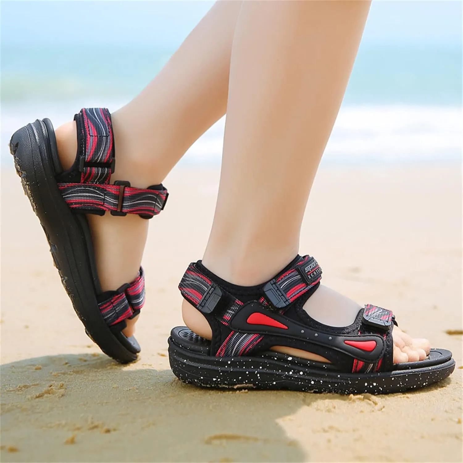Kids Boys Summer Sports Sandals Outdoor Hiking Beach Open Toe Lightweight Breathable Non Slip Casual Walking Shoes