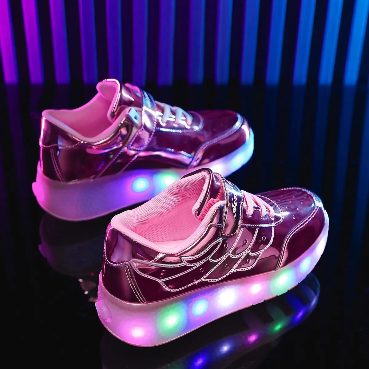 Kids Shoes with Double Wheels - Upgraded Kids Roller Shoes for Gifts, Retractable Wheels Skateboarding Shoes for Kids Sneakers Light Up Rechargeable for Birthday Party Gift