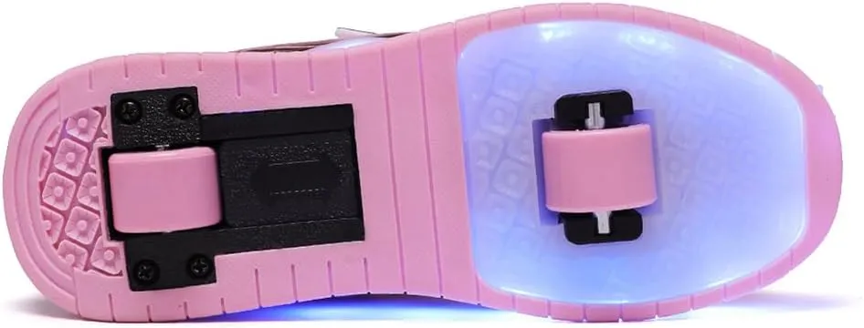Kids Shoes with Double Wheels - Upgraded Kids Roller Shoes for Gifts, Retractable Wheels Skateboarding Shoes for Kids Sneakers Light Up Rechargeable for Birthday Party Gift