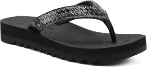 KuaiLu Womens Orthotic Flip Flops with Arch Support Yoga Mat Cushion Fashion Rhinestone Sandals Summer Walking Beach Travel Thong Slides Comfy Plantar Fasciitis Indoor Outdoor Sandles US5-11