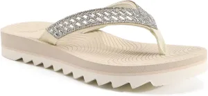KuaiLu Womens Orthotic Flip Flops with Arch Support Yoga Mat Cushion Fashion Rhinestone Sandals Summer Walking Beach Travel Thong Slides Comfy Plantar Fasciitis Indoor Outdoor Sandles US5-11