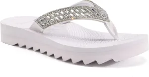 KuaiLu Womens Orthotic Flip Flops with Arch Support Yoga Mat Cushion Fashion Rhinestone Sandals Summer Walking Beach Travel Thong Slides Comfy Plantar Fasciitis Indoor Outdoor Sandles US5-11