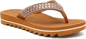 KuaiLu Womens Orthotic Flip Flops with Arch Support Yoga Mat Cushion Fashion Rhinestone Sandals Summer Walking Beach Travel Thong Slides Comfy Plantar Fasciitis Indoor Outdoor Sandles US5-11