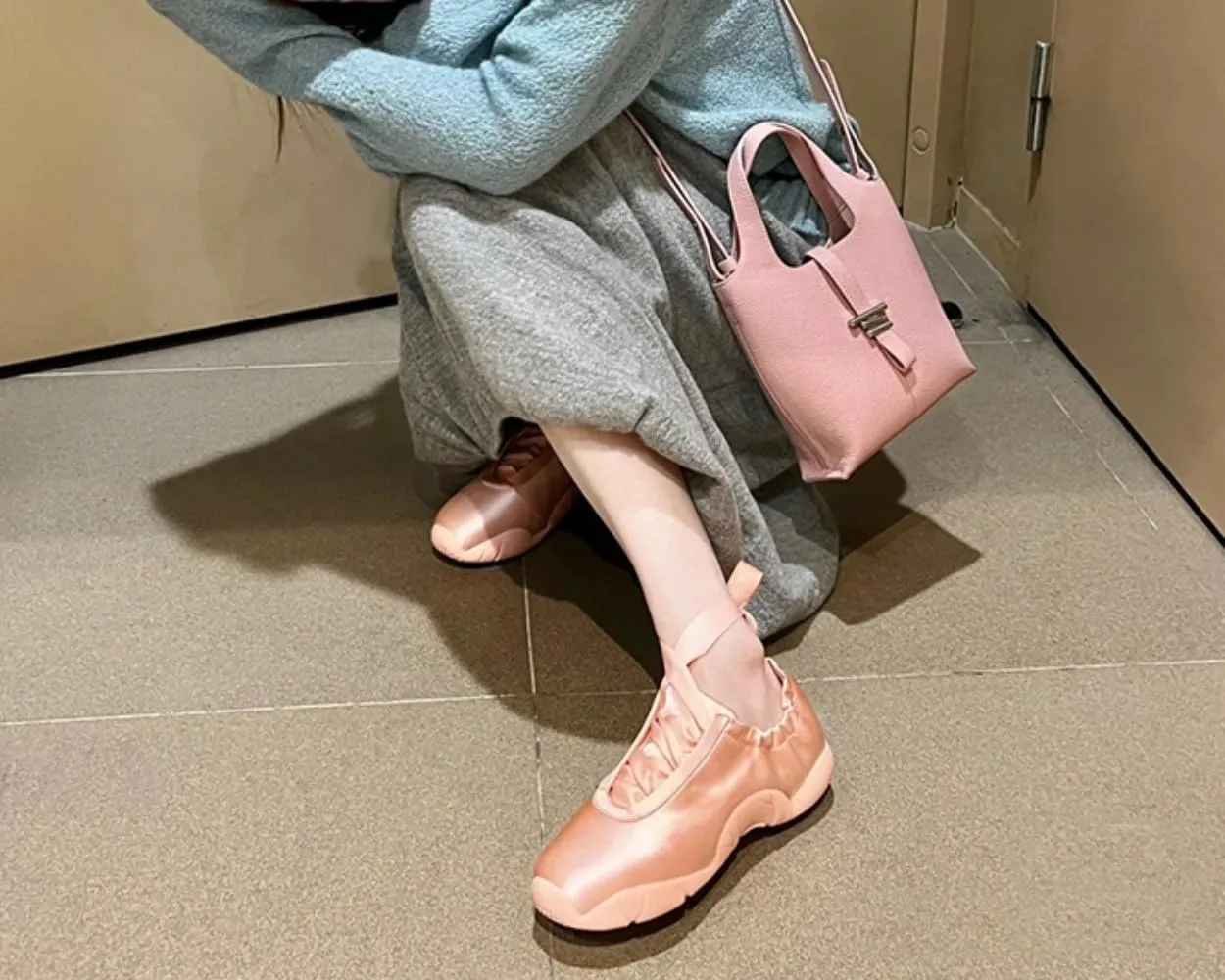 Lace-up Satin Sneakerina Flats Ballet Sneakers Women Girls Y2K Retro Lightweight Round Toes Breathable Non-Slip Sole Platform Tennis Sneakers Preppy Back to School Gifts Daughter Granddaughter