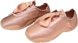 Lace-up Satin Sneakerina Flats Ballet Sneakers Women Girls Y2K Retro Lightweight Round Toes Breathable Non-Slip Sole Platform Tennis Sneakers Preppy Back to School Gifts Daughter Granddaughter