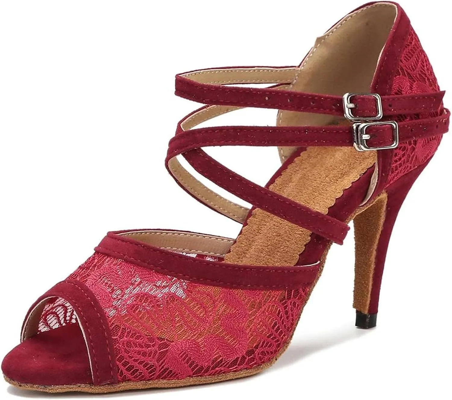 Ladies Cutout Ballroom Sandals - Open-Toe Design with Geometric Straps for Summer Galas (6CM/2.36")