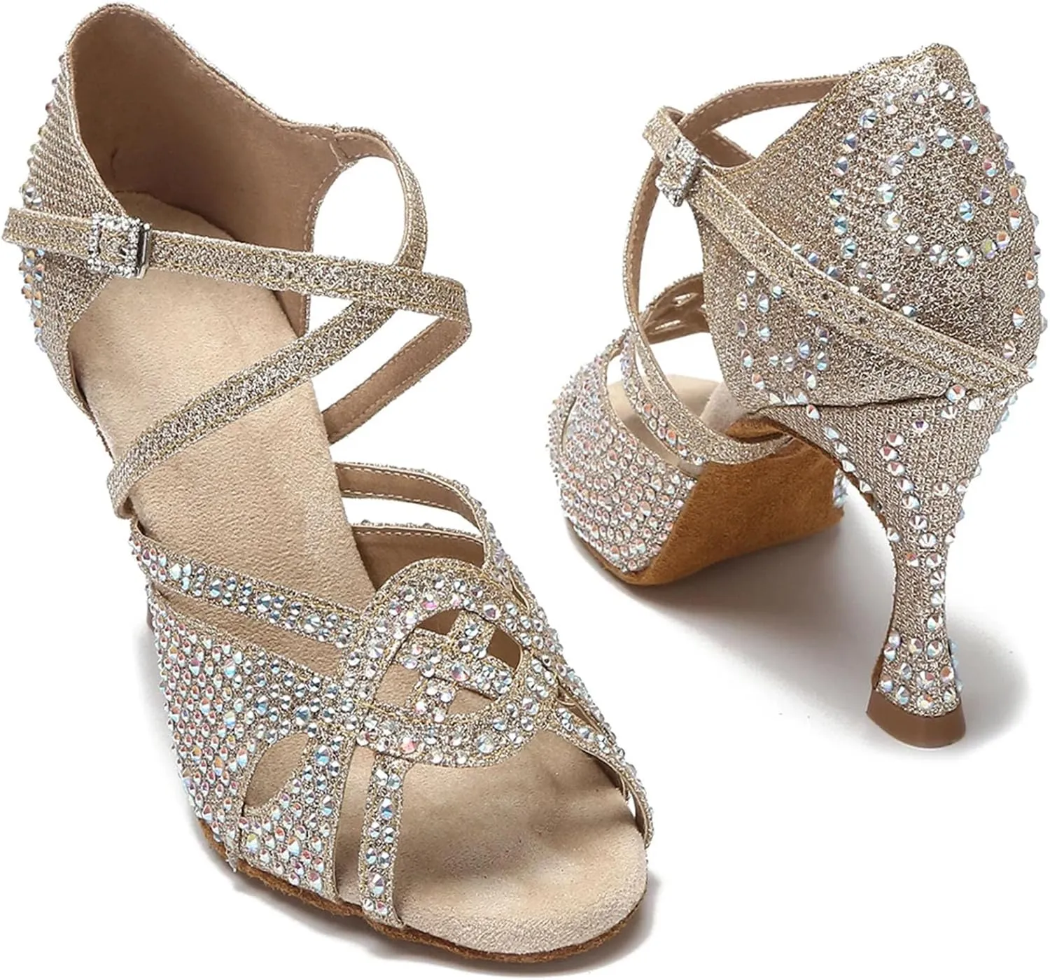 Ladies Gilded Diamond Sandals - Golden Ankle Straps for Luxury Sunset Ceremonies (6CM/2.36")