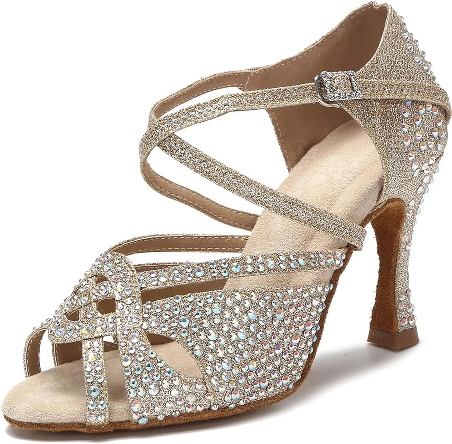 Ladies Gilded Diamond Sandals - Golden Ankle Straps for Luxury Sunset Ceremonies (6CM/2.36")
