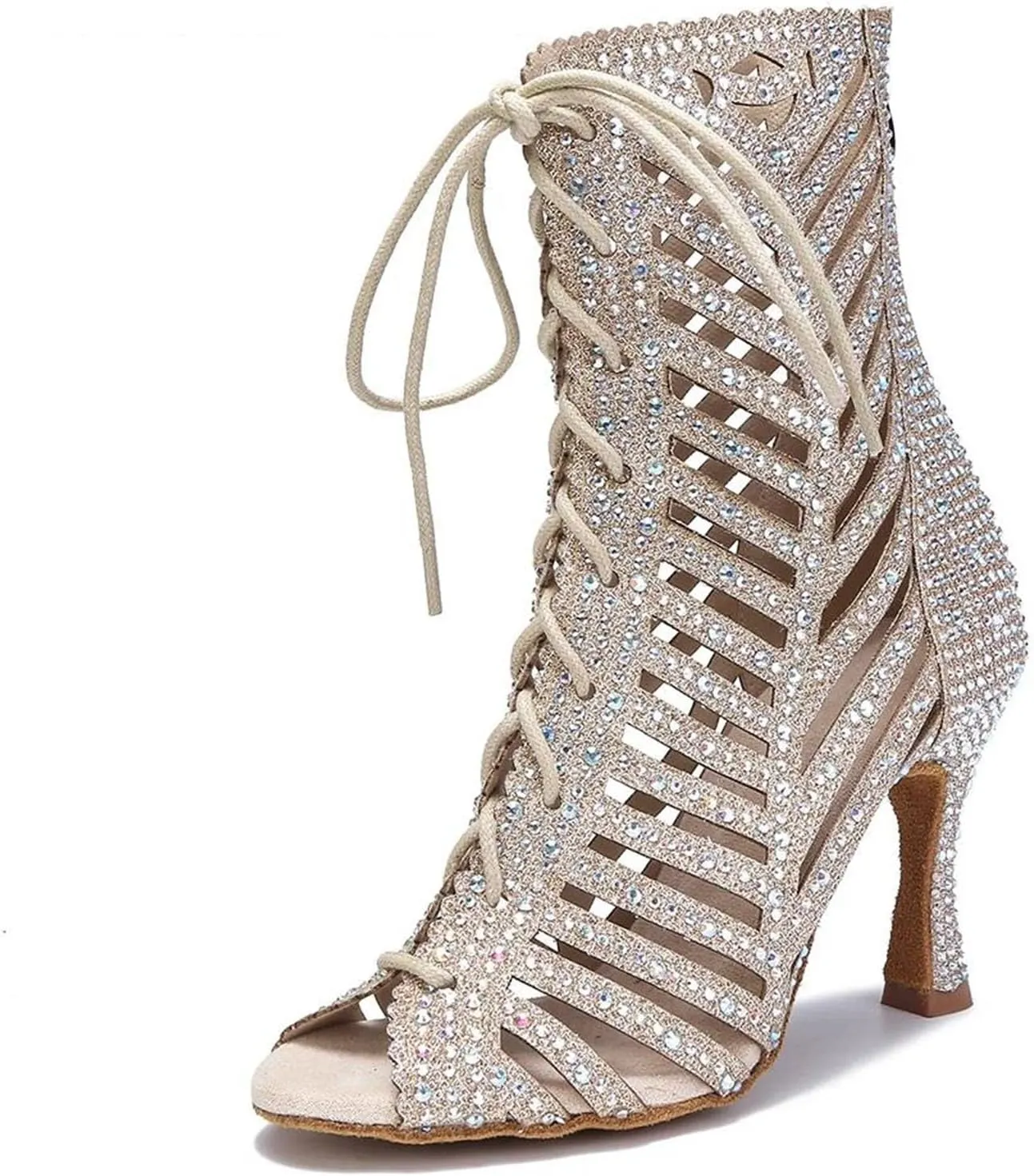 Ladies Gilded Wedding Sandals - Gold-Toned Straps with Crystal Anklets for Sunset Receptions (6CM/2.36")