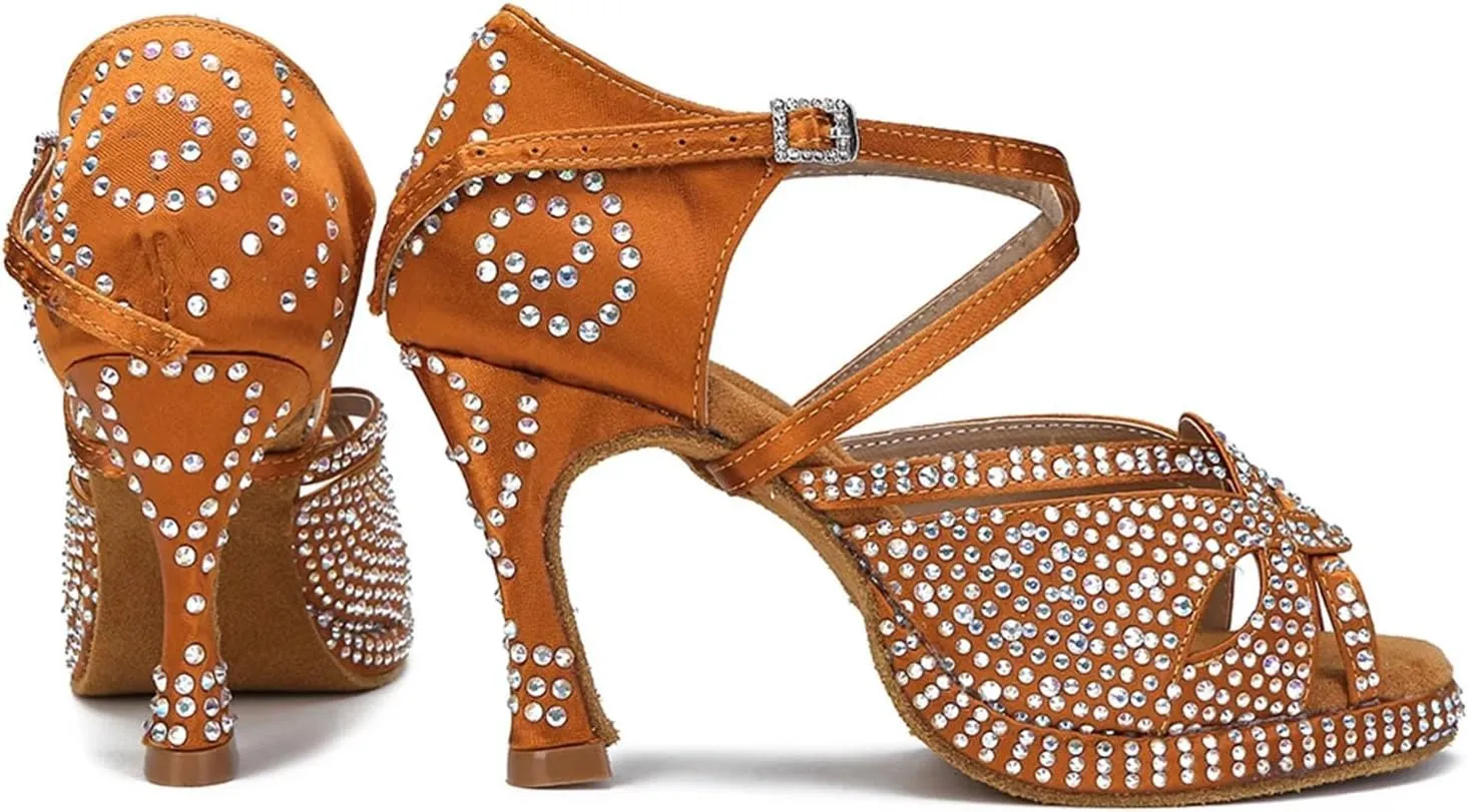 Ladies Platform Party Sandals - Mesh & Suede Panels for Dance-Inspired Performances (6CM/2.36")