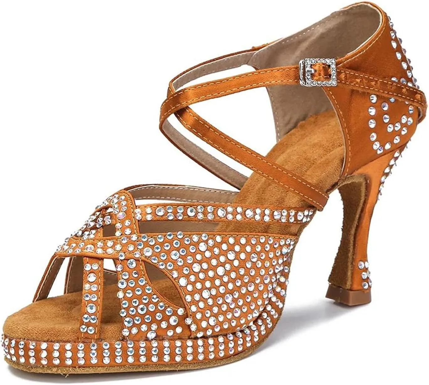 Ladies Platform Party Sandals - Mesh & Suede Panels for Dance-Inspired Performances (6CM/2.36")