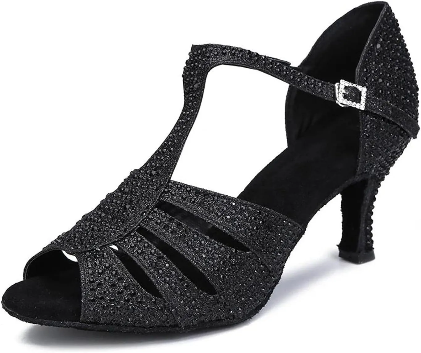 Ladies Ruby-Toned Stilettos - Satin Straps with Rhinestone Clasps for Bold Celebrations (6CM/2.36")