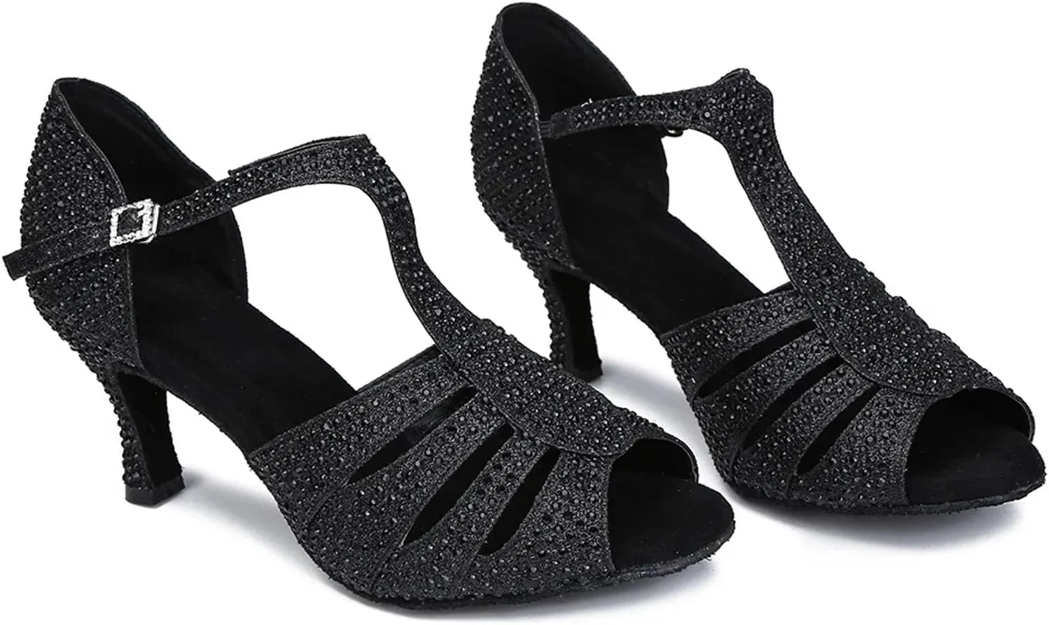 Ladies Ruby-Toned Stilettos - Satin Straps with Rhinestone Clasps for Bold Celebrations (6CM/2.36")