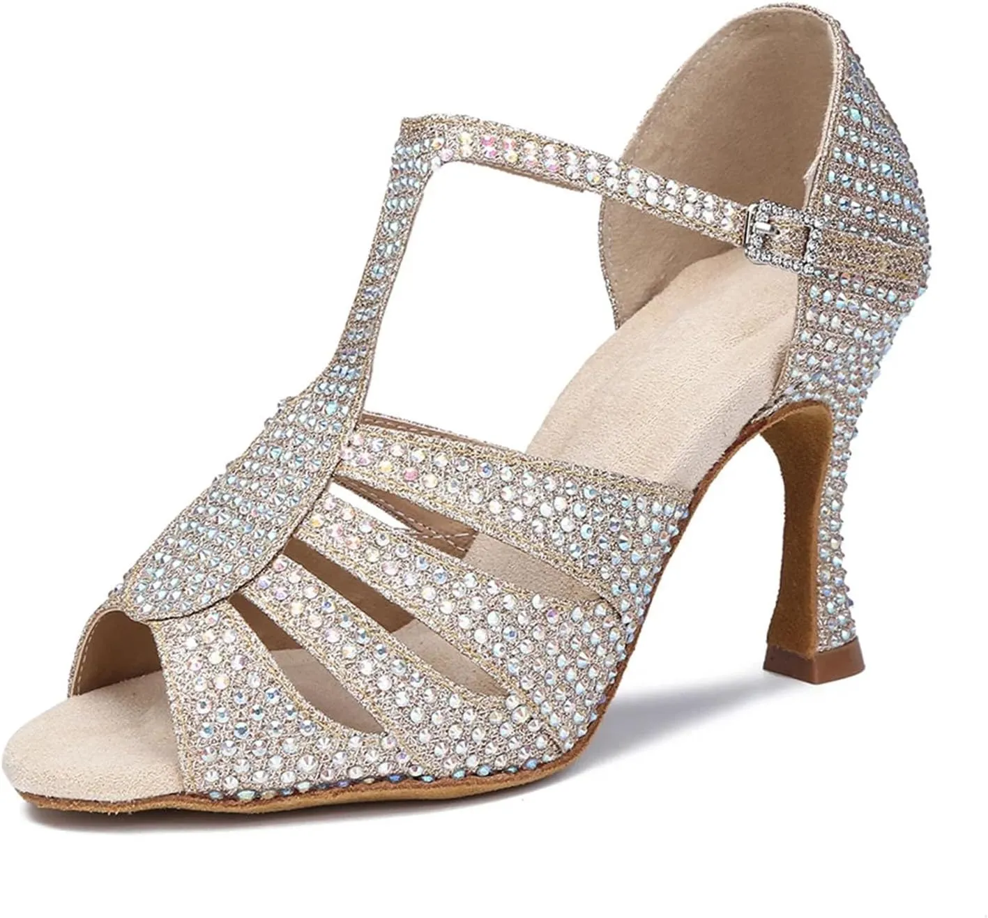 Ladies Ruby-Toned Stilettos - Satin Straps with Rhinestone Clasps for Bold Celebrations (6CM/2.36")