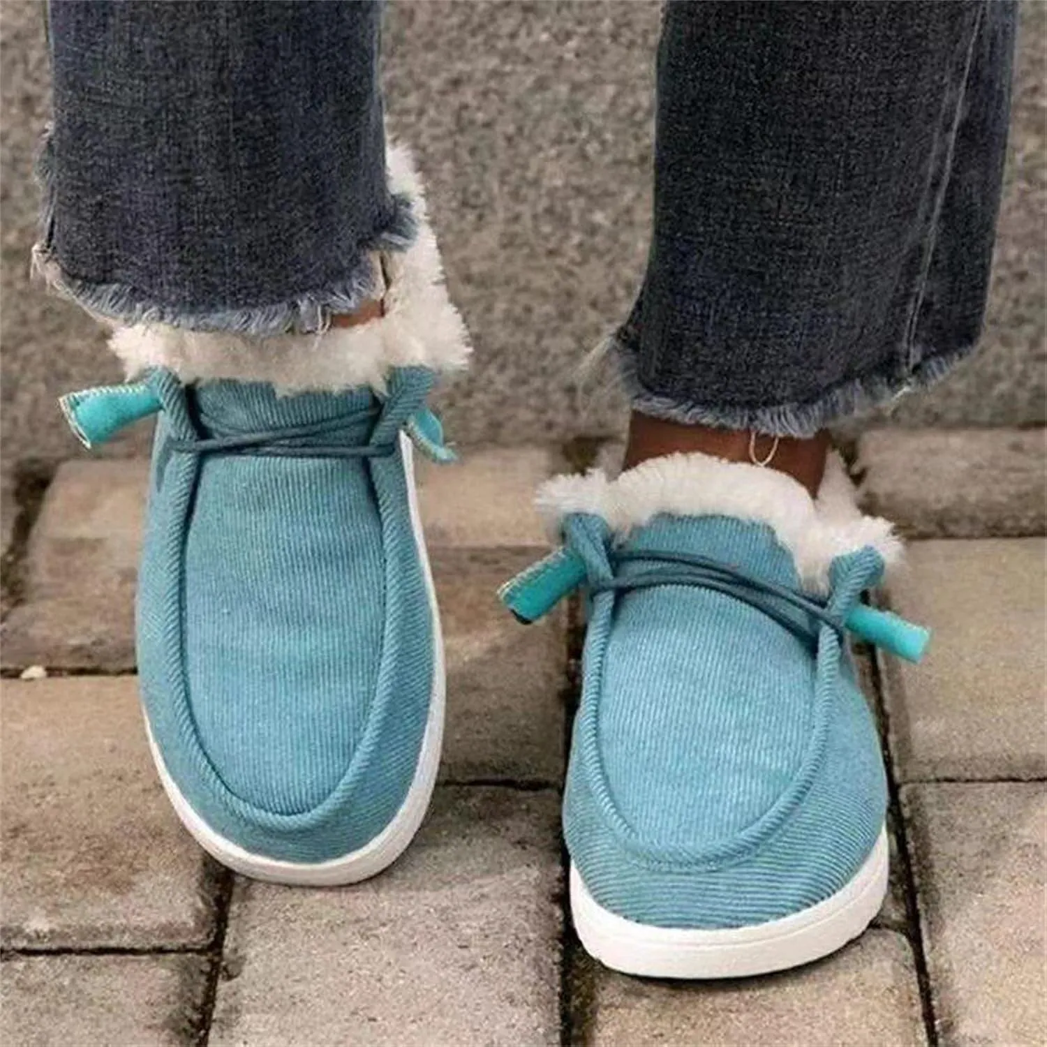 Ladmiple Boots for Women Ankle Booties with Fur Snow Boots Winter Warm Anti-Slip Outdoor Slip On Comfortable Warm Shoes