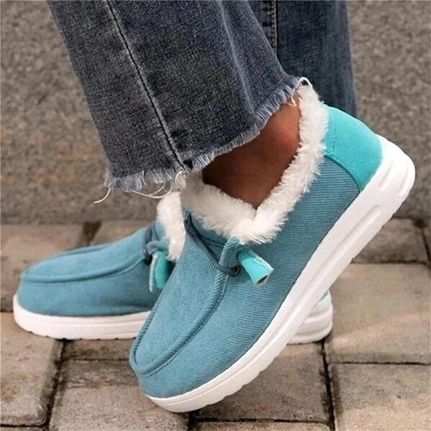 Ladmiple Boots for Women Ankle Booties with Fur Snow Boots Winter Warm Anti-Slip Outdoor Slip On Comfortable Warm Shoes