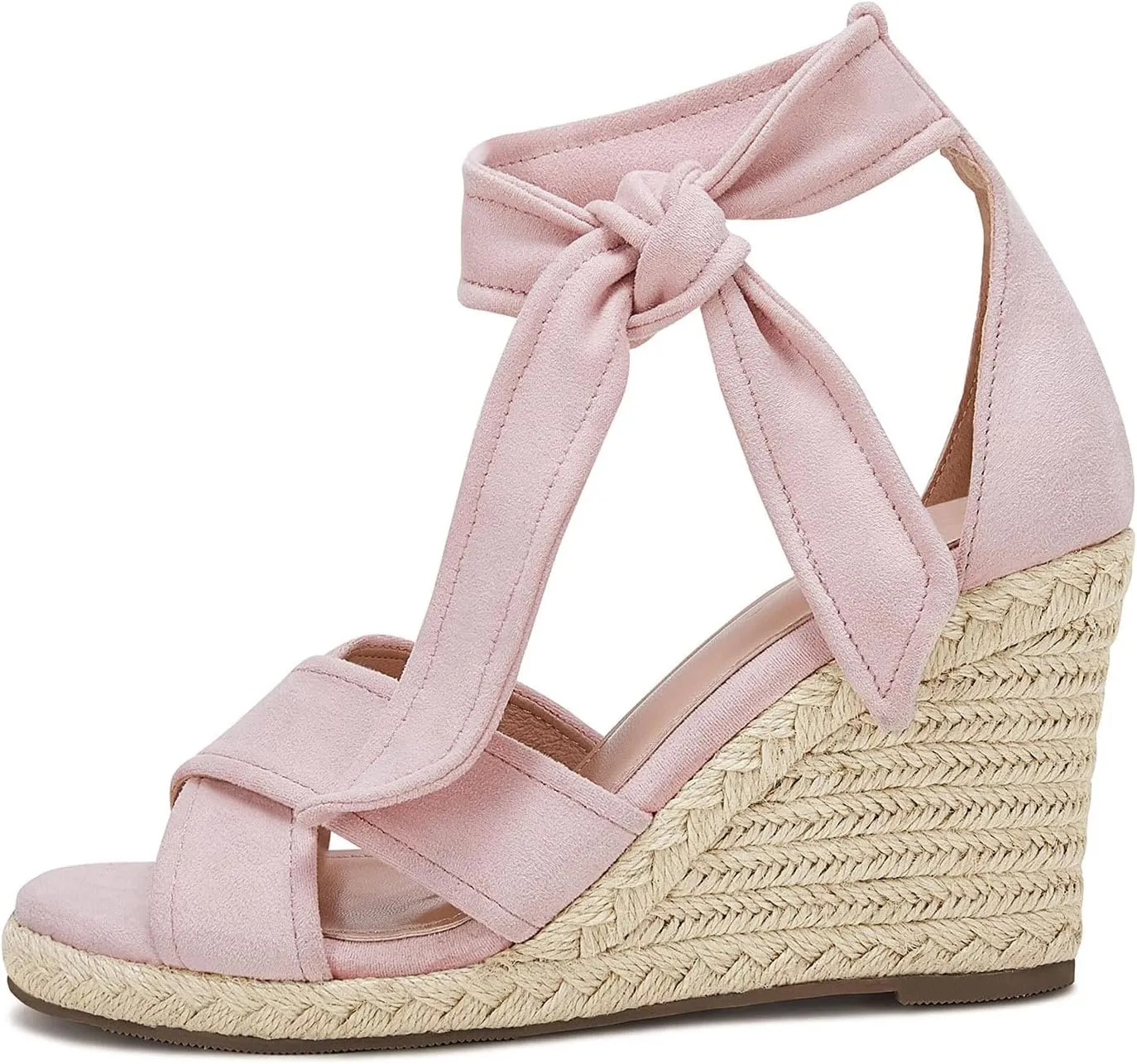 LAICIGO Women's Lace Up Espadrille Wedge Sandals Open Toe Platform Ankle Strap Summer Dress Shoes
