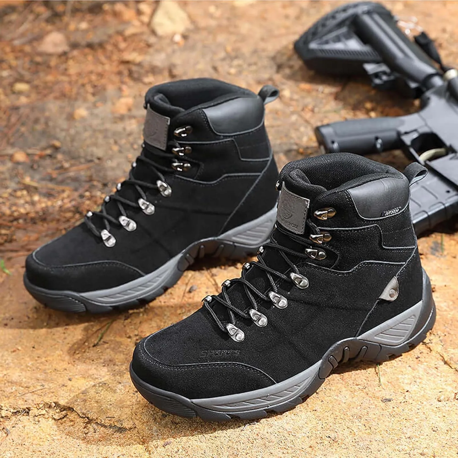 Large size outdoor ultra light military boots, high top mountaineering workwear boots